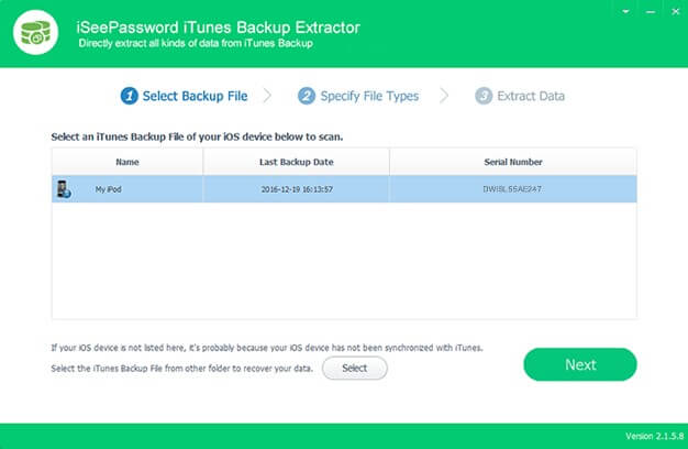 iSeePassword iTunes Backup Extractor