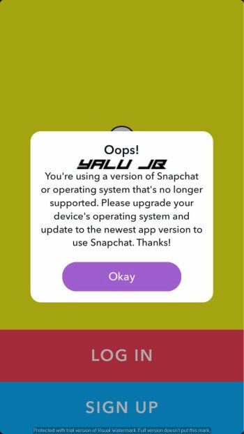 snapchat no longer supported