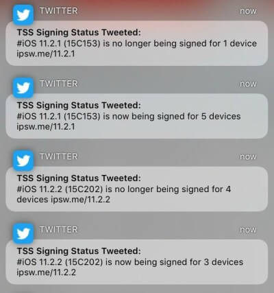 iOS 11.2 signing status