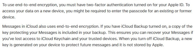 Messages in iCloud security