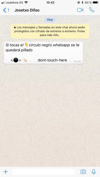 WhatsApp black dot message bomb