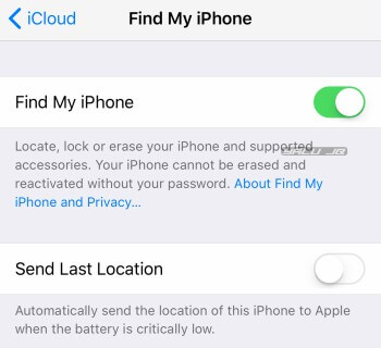 Disable Find my iPhone