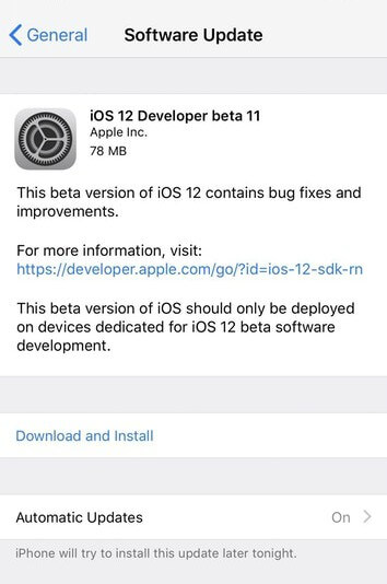 iOS 12 Beta 11 Download OTA and IPSW