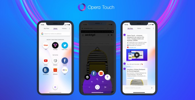 Opera Touch browser for iPhone