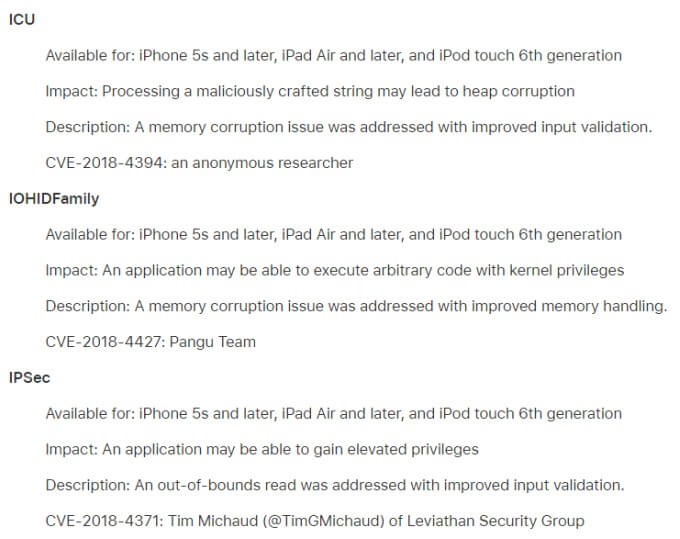 iOS 12.1 security update