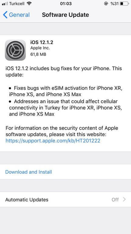 iOS 12.1.2 final update