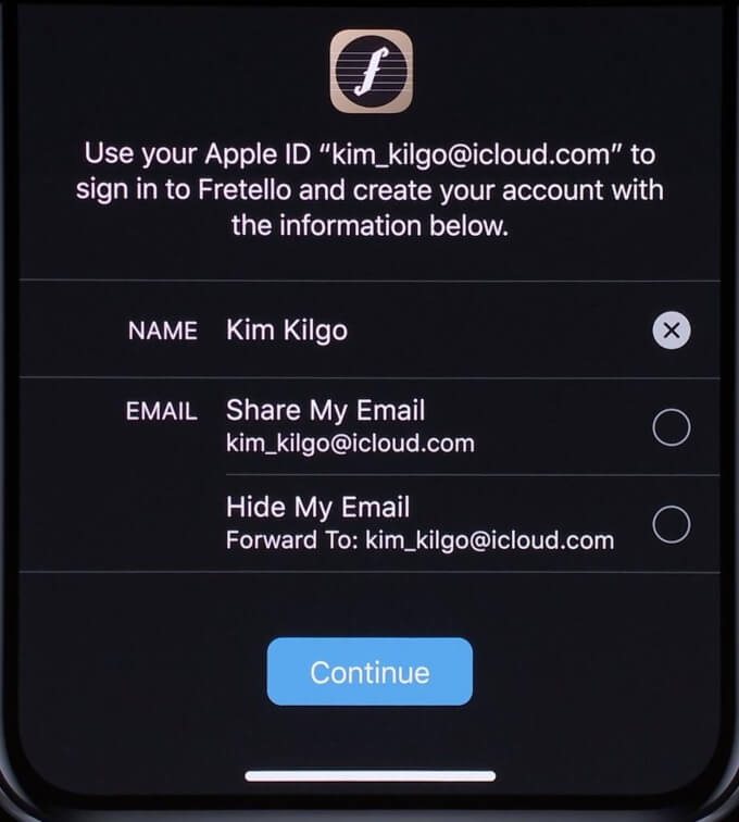 Sign in with Apple iOS 13