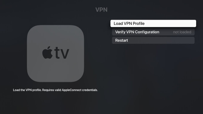 Apple TV hidden VPN profile